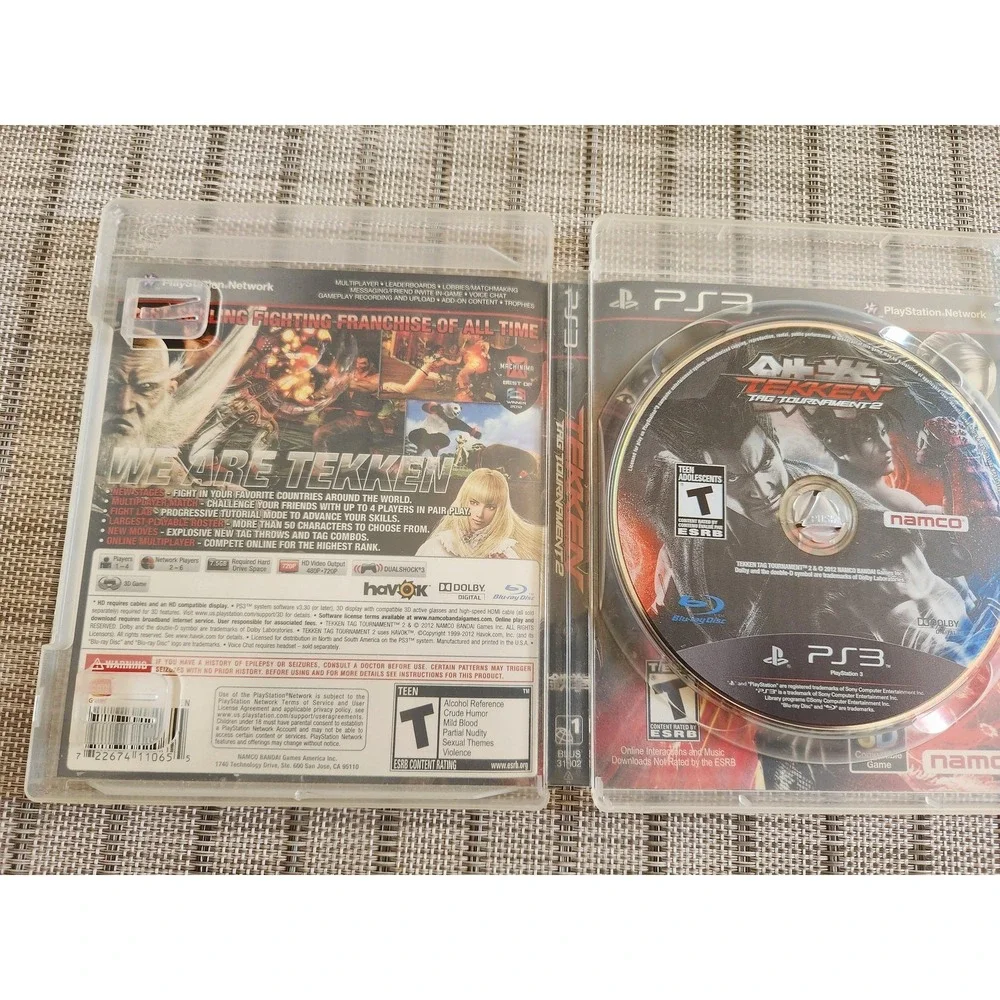 Tekken Tag Tournament 2 Sony PS3 Game Case Disc Namco T Rated Fighting NTSC